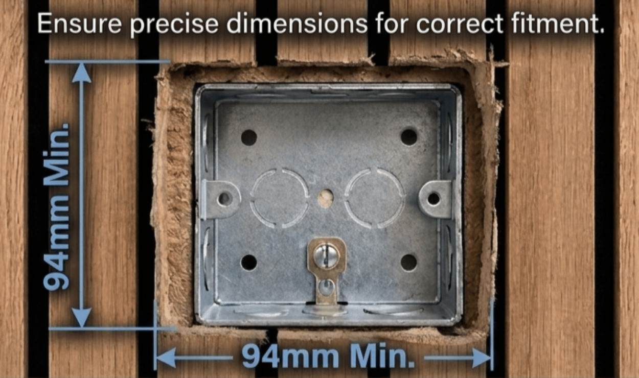 Back box cutout with minimum dimensions marked